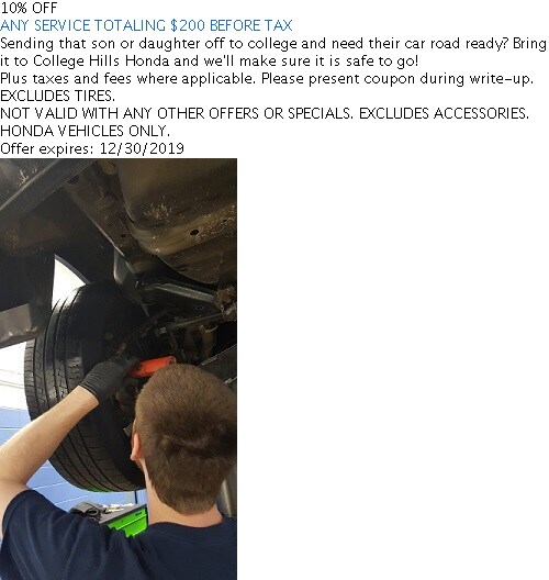 college hills honda coupon